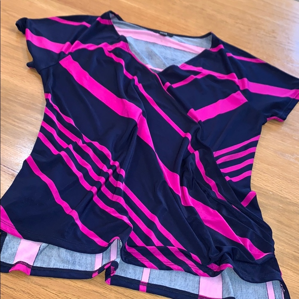 JACOB ~Stretch Cross Over Stripe Top Size L